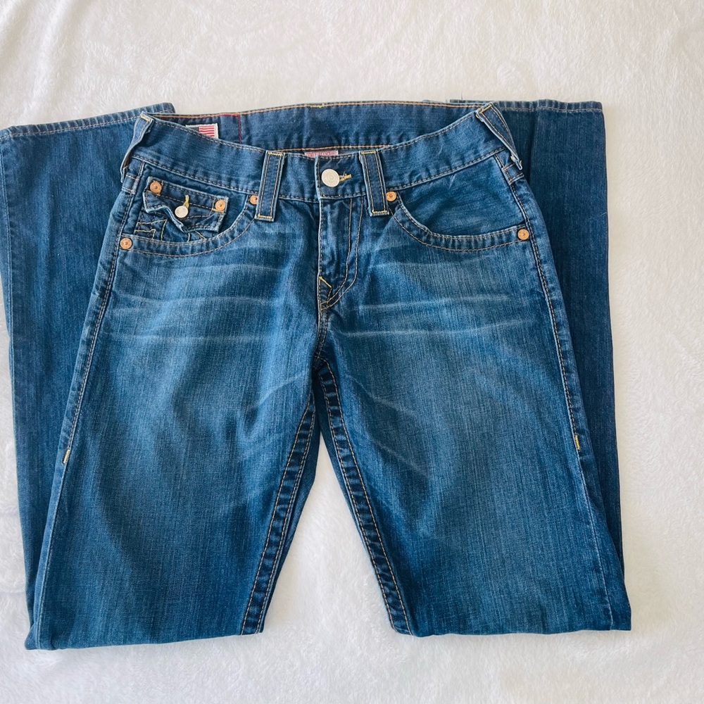 True Religion Men's Straight Dark Blue Denim Jeans